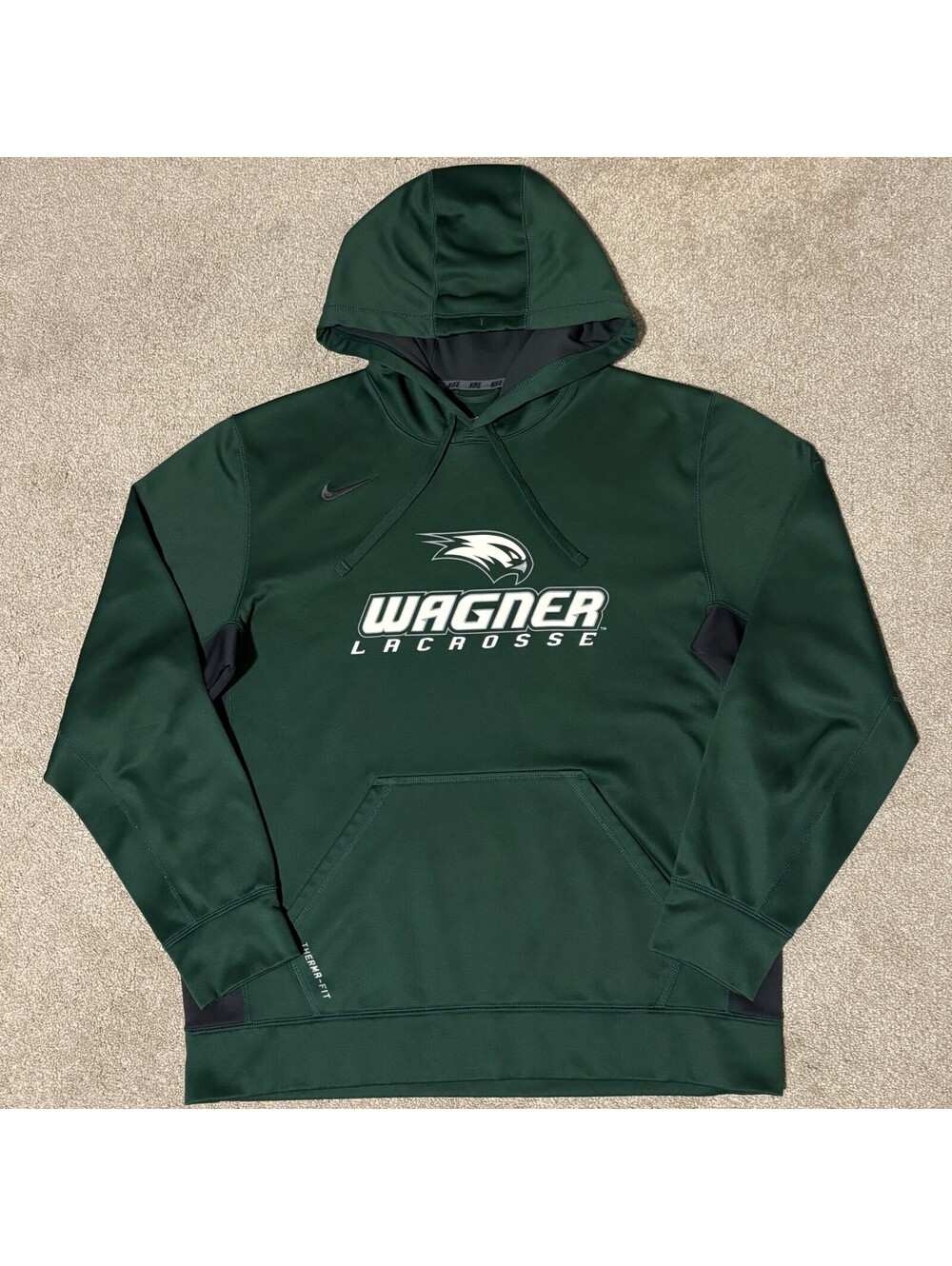 Wagner Seahawks Lacrosse Nike Therma Fit Player Issued Hoodie Men’s L Green